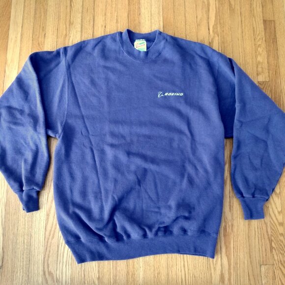 Vintage Boeing Sweatshirt PURPLE XL Hanes Airplane Aviation Collectible - Picture 15 of 16